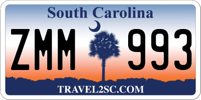 SC license plate ZMM993