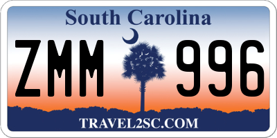SC license plate ZMM996