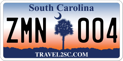 SC license plate ZMN004