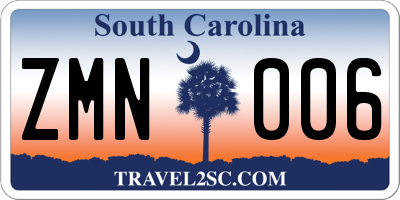 SC license plate ZMN006