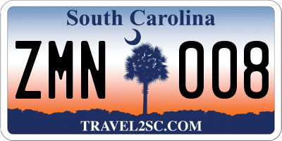 SC license plate ZMN008