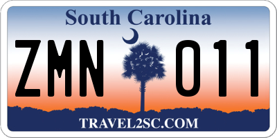 SC license plate ZMN011