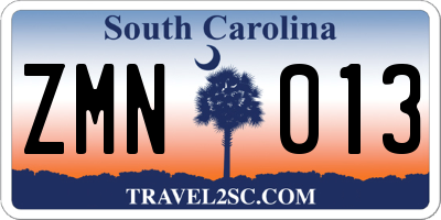SC license plate ZMN013