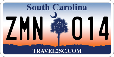 SC license plate ZMN014