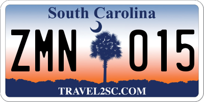 SC license plate ZMN015
