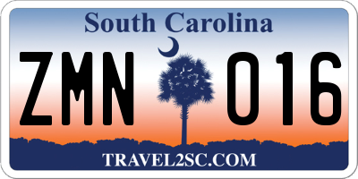 SC license plate ZMN016