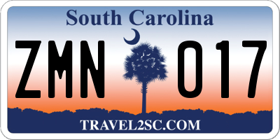 SC license plate ZMN017