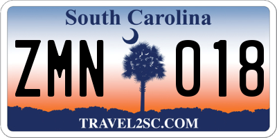 SC license plate ZMN018