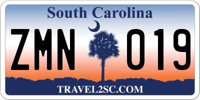 SC license plate ZMN019