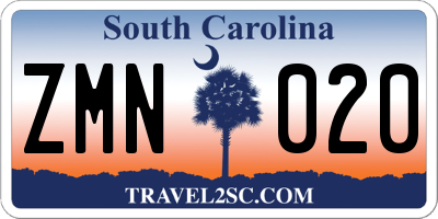 SC license plate ZMN020