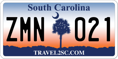 SC license plate ZMN021