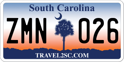 SC license plate ZMN026
