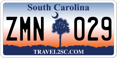SC license plate ZMN029