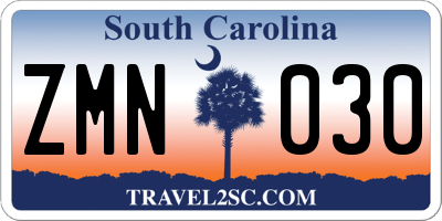 SC license plate ZMN030