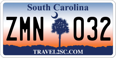 SC license plate ZMN032