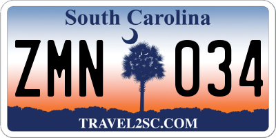 SC license plate ZMN034