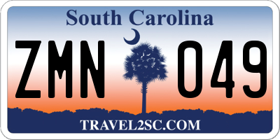 SC license plate ZMN049