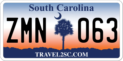 SC license plate ZMN063