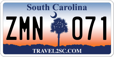 SC license plate ZMN071