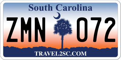 SC license plate ZMN072