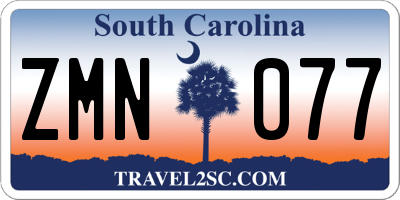 SC license plate ZMN077