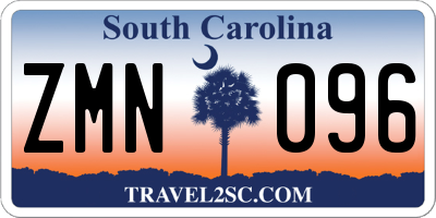 SC license plate ZMN096