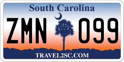 SC license plate ZMN099