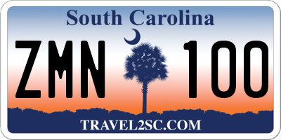 SC license plate ZMN100