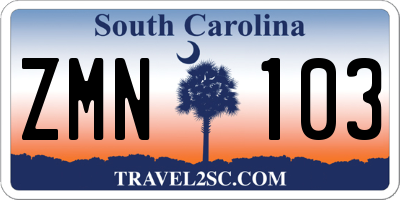 SC license plate ZMN103