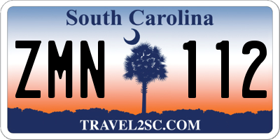 SC license plate ZMN112