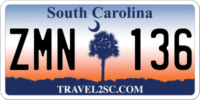 SC license plate ZMN136