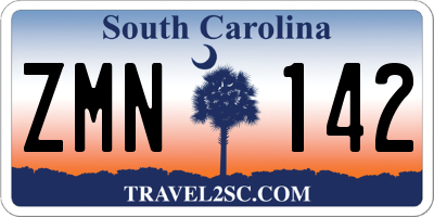 SC license plate ZMN142