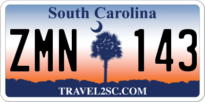 SC license plate ZMN143