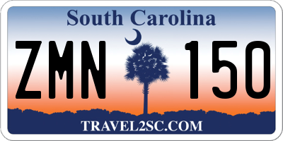 SC license plate ZMN150