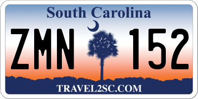 SC license plate ZMN152
