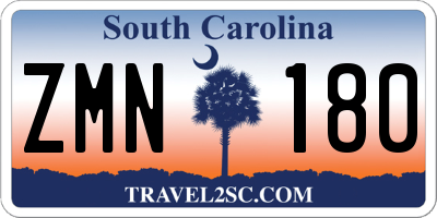 SC license plate ZMN180