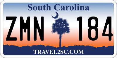 SC license plate ZMN184