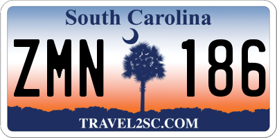 SC license plate ZMN186