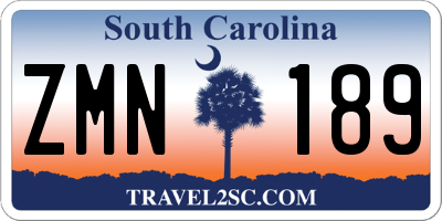 SC license plate ZMN189