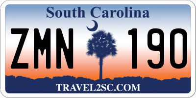 SC license plate ZMN190
