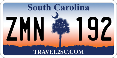 SC license plate ZMN192
