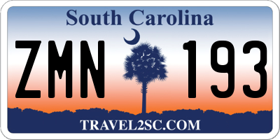 SC license plate ZMN193
