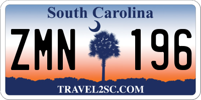 SC license plate ZMN196