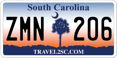 SC license plate ZMN206