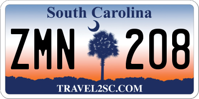 SC license plate ZMN208