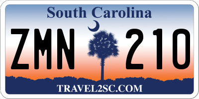 SC license plate ZMN210