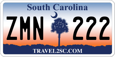 SC license plate ZMN222
