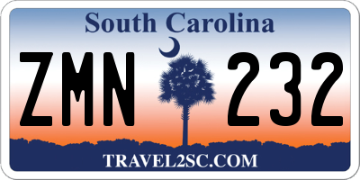 SC license plate ZMN232