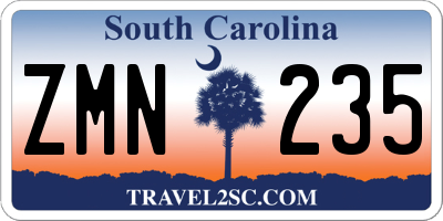 SC license plate ZMN235