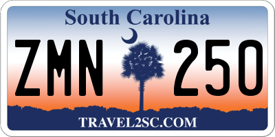 SC license plate ZMN250